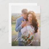 Eenvoudige moderne witte kalligrafie bruiloft bedankkaart (Voorkant / Achterkant)