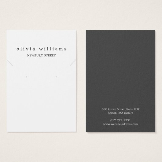 Eenvoudige Moderne Witte Ketting Oorbel Display Ka Visitekaartje (Voorkant /achterkant)