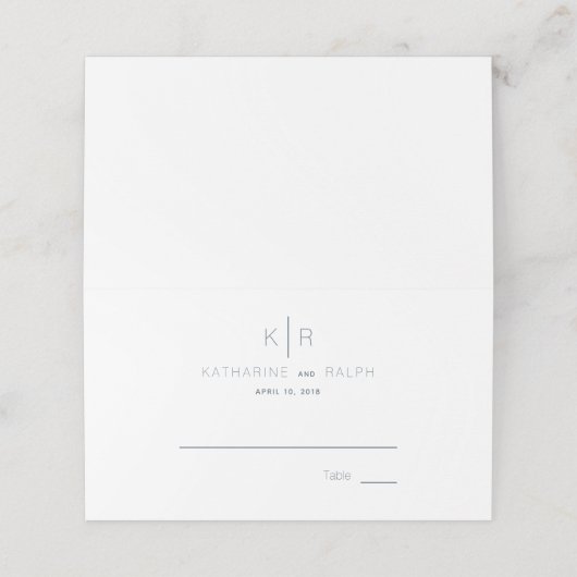 Eenvoudige Moderne Witte Marine Blauwe Bruiloft Pl Plaatskaartje (Buitenkant ongevouwen)