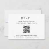 Eenvoudige, moderne, witte QR-CODE RSVP Kaartje (Voorkant)