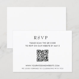 Eenvoudige, moderne, witte QR-CODE RSVP Kaartje