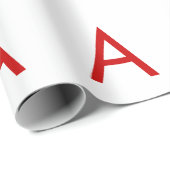 Eenvoudige moderne witte rode monogram initiaal cadeaupapier (Rol Hoek)