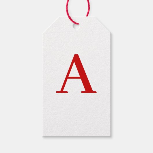 Eenvoudige moderne witte rode monogram initiaal le cadeaulabel (Voorkant)