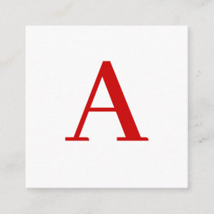 Eenvoudige moderne witte rode monogram initiaal le informatiekaartje