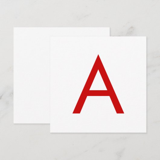 Eenvoudige moderne witte rode monogram initiaal le kaart (Voorkant / Achterkant)