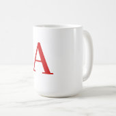 Eenvoudige moderne witte rode monogram initiaal le koffiemok (Voorkant rechts)