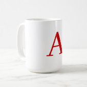 Eenvoudige moderne witte rode monogram initiaal le koffiemok (Voorkant links)