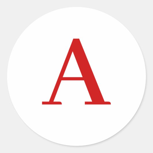 Eenvoudige moderne witte rode monogram initiaal le ronde sticker (Voorkant)