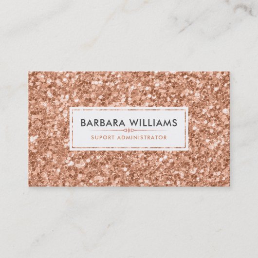 Eenvoudige moderne witte & Roos-gouden faux glitte Visitekaartje (Voorkant)