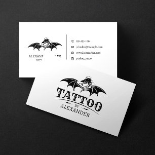 Eenvoudige & Moderne Witte Tattoo Artist Shop Draa Visitekaartje