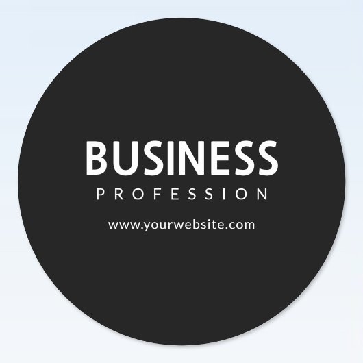 Eenvoudige moderne witte tekst op zwart ronde sticker