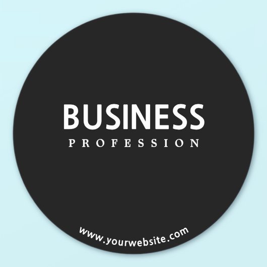 Eenvoudige moderne witte tekst op zwart ronde sticker