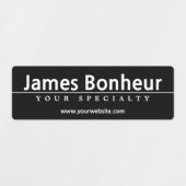 Eenvoudige Moderne Witte Tekst op Zwart Waterdicht Labels (Design 1)