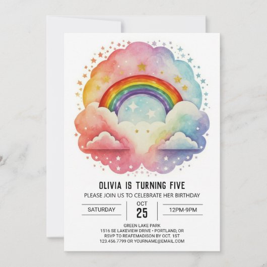 Eenvoudige Moderne Wolken Meisje Verjaardag Kaart (Voorkant)