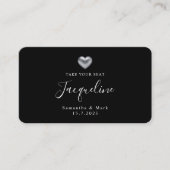 Eenvoudige moderne Zilver Heart Flat Place Card Plaatskaartje (Voorkant)