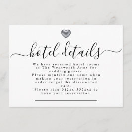 Eenvoudige moderne, zilveren hardeweddenschappen informatiekaartje