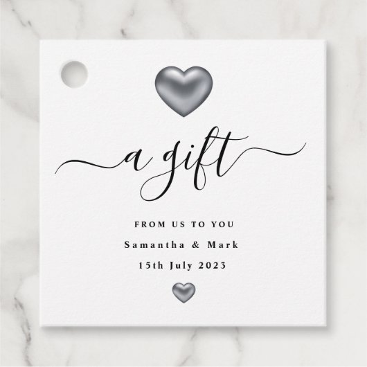 Eenvoudige, moderne, zilveren Labels voor het hart (Voorkant)