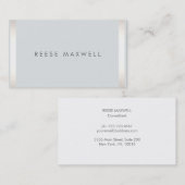 Eenvoudige, moderne, zilveren rand, grijs 2 visitekaartje (Voorkant / Achterkant)