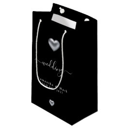 Eenvoudige, moderne, zilverkleurige Heart Weddensc Klein Cadeauzakje
