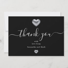 Eenvoudige, moderne, zilverkleurige, zwarte heart- kaart