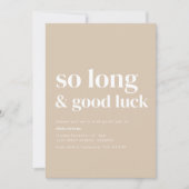 Eenvoudige moderne zo lange afscheidsfeestje uitno kaart (Voorkant)