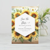 Eenvoudige moderne zonnebloem bruiloft save the date (Staand voorkant)