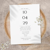 Eenvoudige Moderne Zwart en Wit sparen de Datum Briefkaart