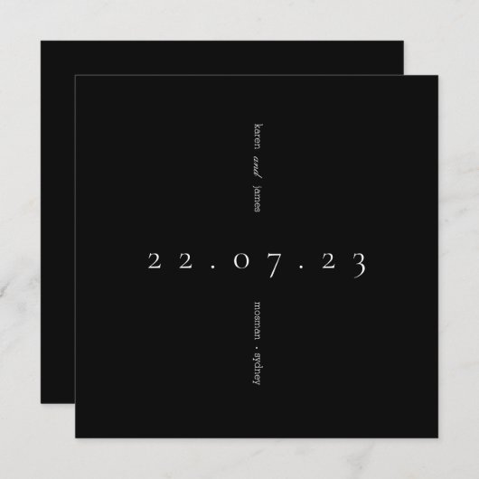 Eenvoudige Moderne Zwart en Wit sparen de Datum Kaart (Voorkant / Achterkant)