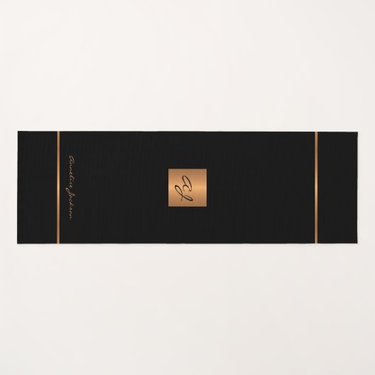 Eenvoudige moderne zwart goud chic monogrammed str yogamat (Voorkant (horizontaal))