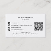 Eenvoudige Moderne Zwart-wit Aangepaste Logo & QR- Visitekaartje (Achterkant)