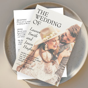 Eenvoudige moderne zwart-wit Boho bruiloft Kaart