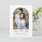 Eenvoudige moderne zwart-wit boogfoto save the date (Staand voorkant)