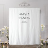 Eenvoudige moderne zwart-wit bruiloft achtergrond wandkleed