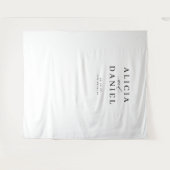 Eenvoudige moderne zwart-wit bruiloft achtergrond wandkleed (Voorkant (horizontaal))