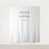 Eenvoudige moderne zwart-wit bruiloft achtergrond wandkleed (Voorkant)