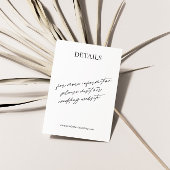 Eenvoudige Moderne Zwart-wit bruiloft Details Informatiekaartje