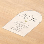 Eenvoudige moderne zwart-wit bruiloft receptie acryl uitnodigingen (Laagn)