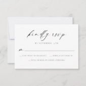 Eenvoudige moderne zwart-wit bruiloft RSVP Kaart (Voorkant)