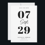Eenvoudige Moderne Zwart-Wit Bruiloft Save The Date<br><div class="desc">Moderne bruiloft 'save the date' kaarten met een eenvoudig minimalistisch ontwerp in zwart-wit.</div>