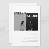 Eenvoudige Moderne Zwart-wit foto bruiloft Kaart (Voorkant / Achterkant)