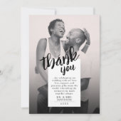 Eenvoudige Moderne Zwart Wit Foto QR Dank u Kaart (Voorkant)