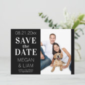 Eenvoudige moderne zwart-wit foto save the date (Staand voorkant)