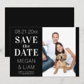 Eenvoudige moderne zwart-wit foto save the date (Voorkant / Achterkant)