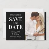 Eenvoudige moderne zwart-wit foto save the date (Voorkant)