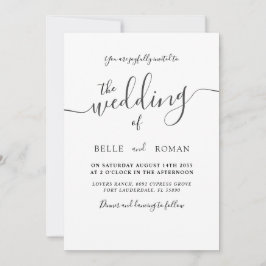 Eenvoudige moderne zwart-wit kalligrafie bruiloft kaart