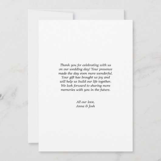 Eenvoudige moderne zwart-wit minimalistische foto bedankkaart (Achterkant)