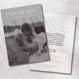 Eenvoudige moderne zwart-wit minimalistische foto bedankkaart