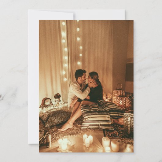 Eenvoudige moderne zwart-wit overlay foto bruiloft kaart (Achterkant)