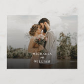 Eenvoudige moderne zwart-wit overlay foto bruiloft uitnodiging briefkaart (Achterkant)