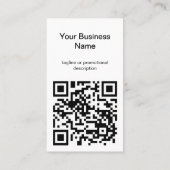 Eenvoudige moderne zwart-wit QR-code Logo rechtop Visitekaartje (Achterkant)
